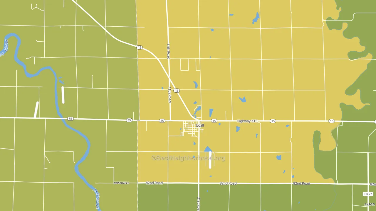 Udall, KS block-group voter-turnout map