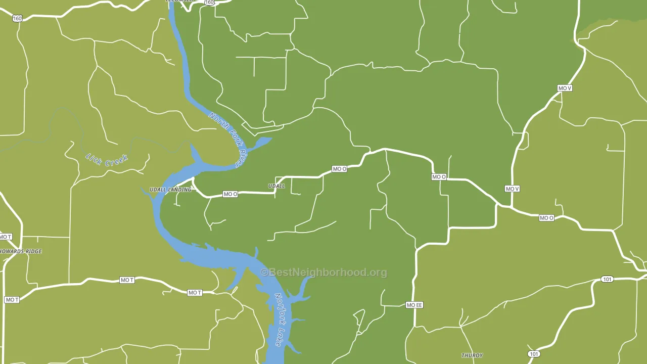 Udall, MO block-group voter-turnout map