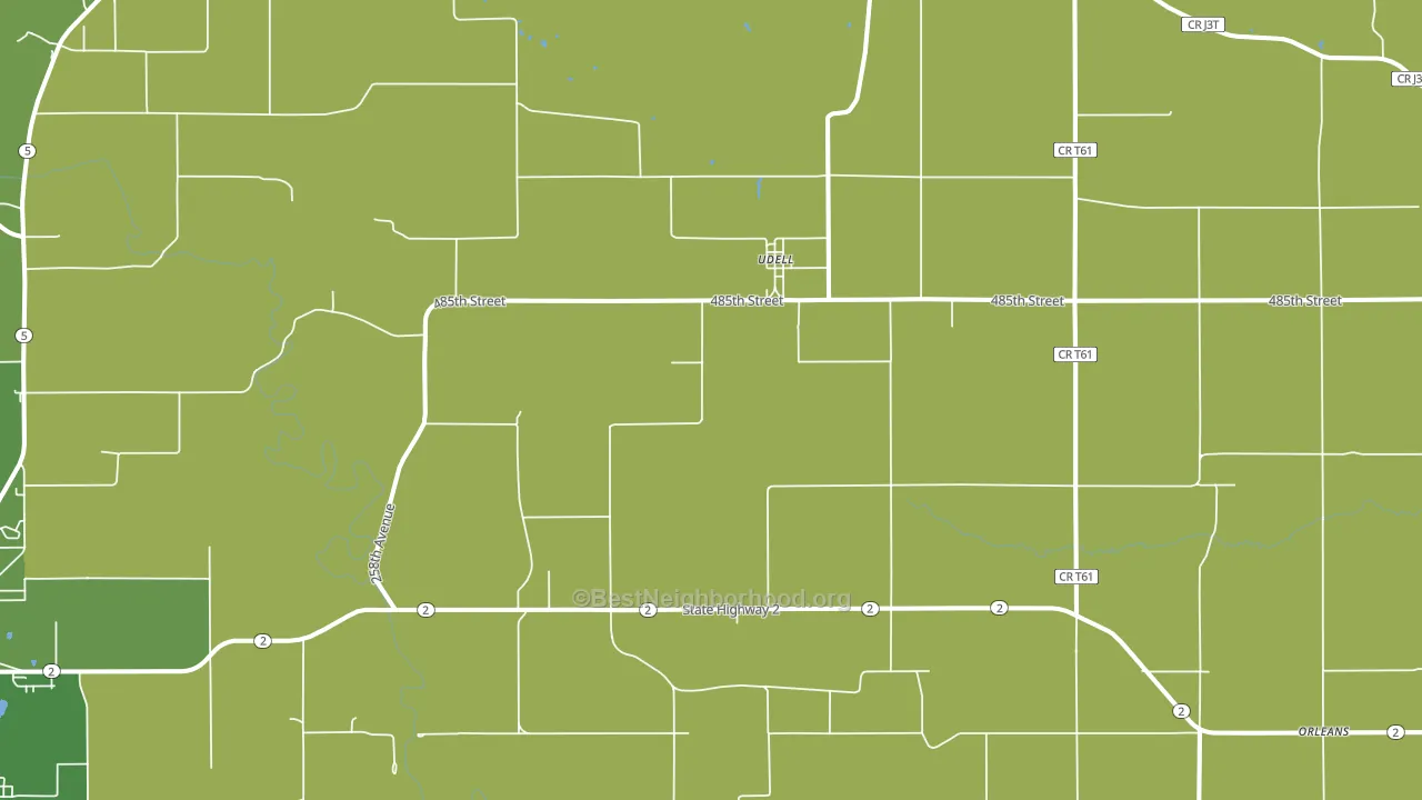 Udell, IA block-group voter-turnout map