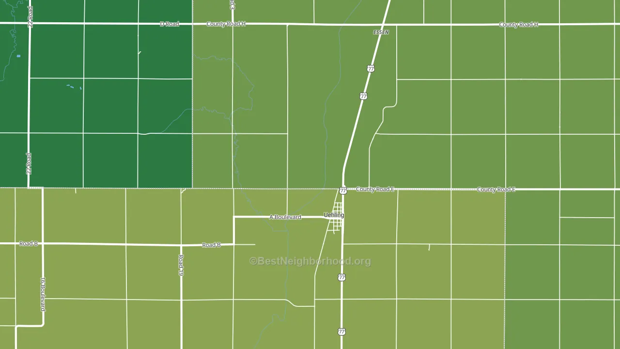 Uehling, NE block-group voter-turnout map