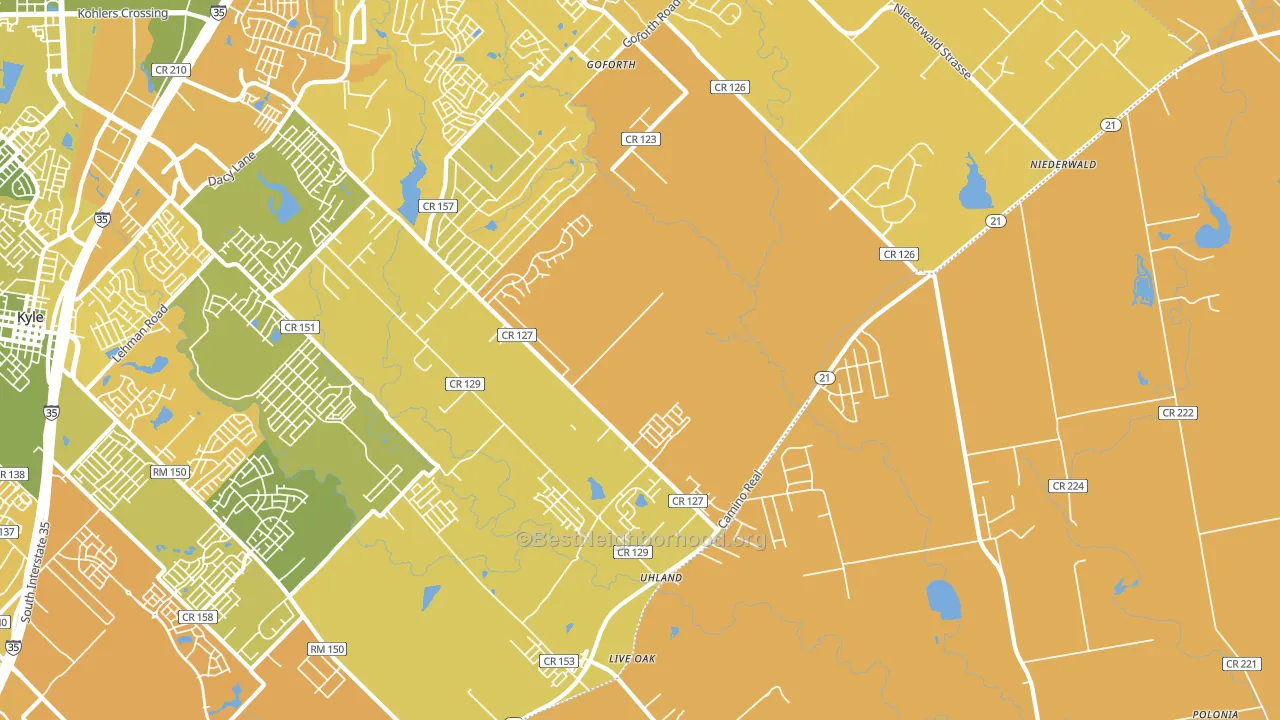 Uhland, TX block-group voter-turnout map