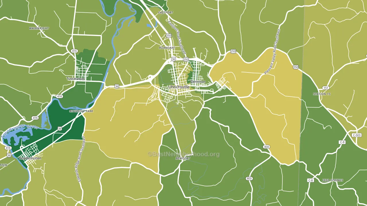 Uhrichsville, OH block-group voter-turnout map