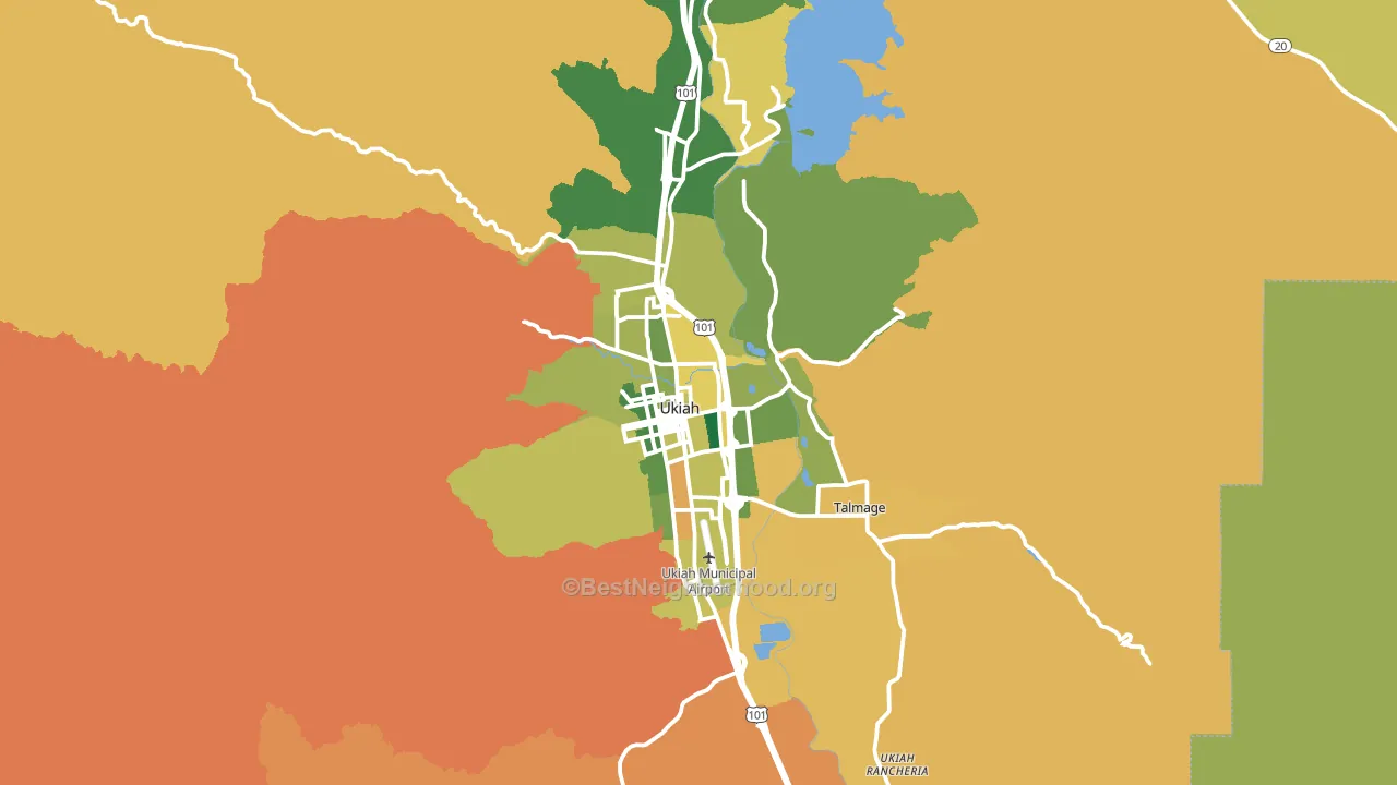 Ukiah, CA block-group voter-turnout map