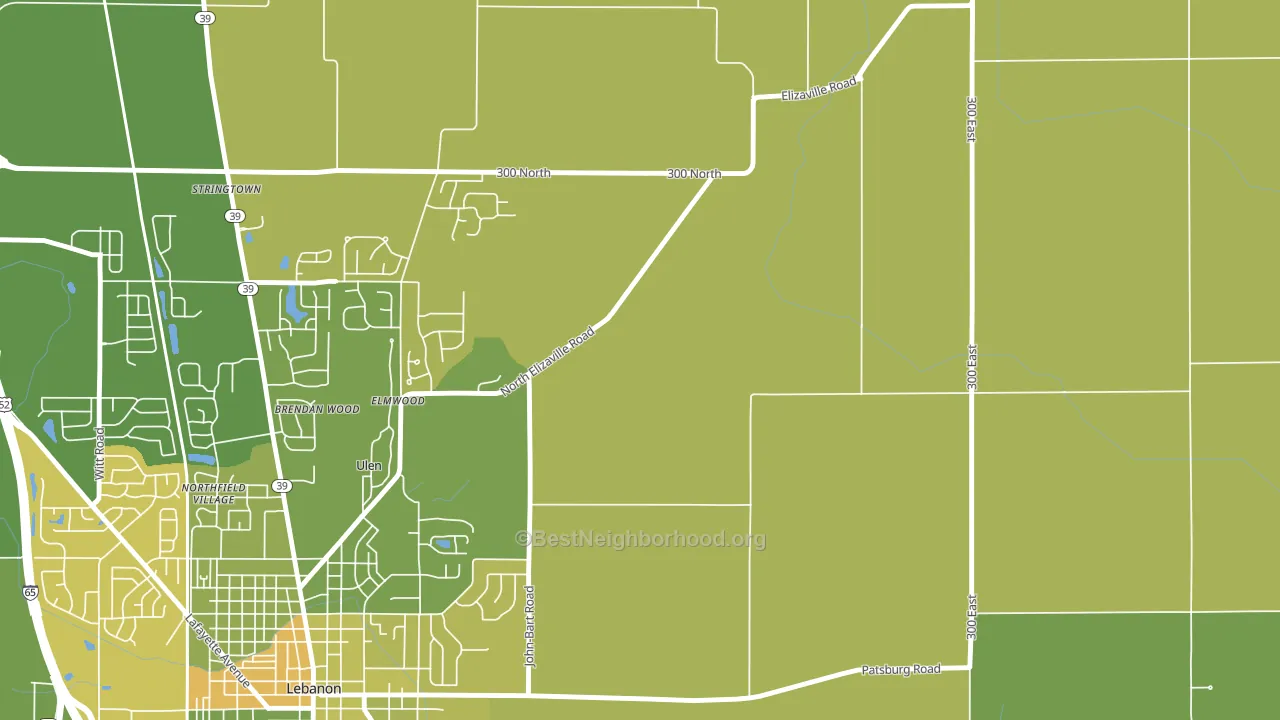 Ulen, IN block-group voter-turnout map