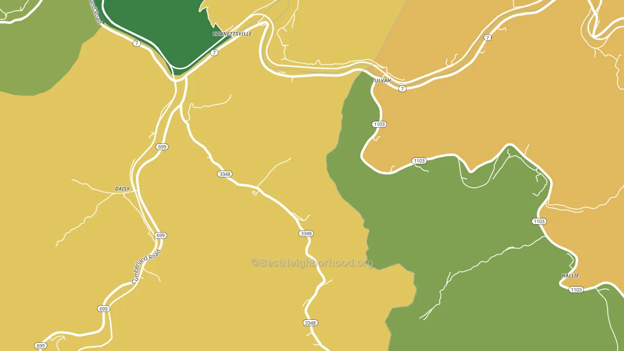 Ulvah, KY block-group voter-turnout map