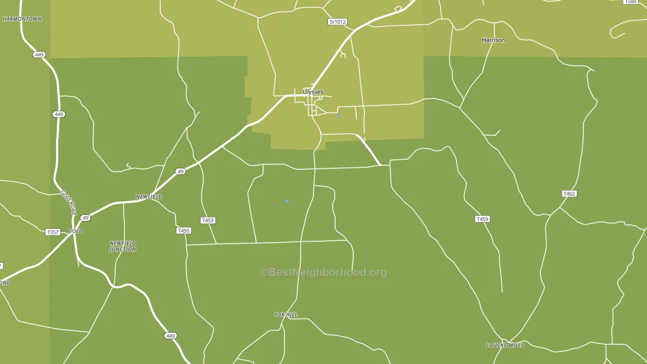 Ulysses, PA block-group voter-turnout map