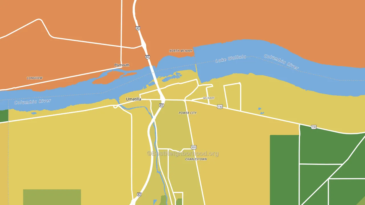 Umatilla, OR block-group voter-turnout map