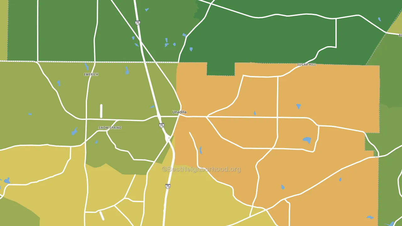 Unadilla, GA block-group voter-turnout map