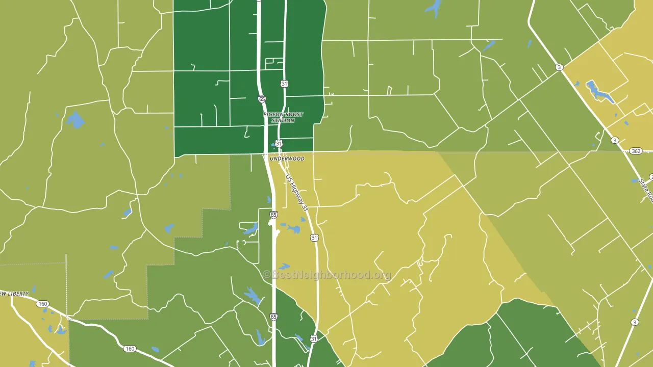 Underwood, IN block-group voter-turnout map