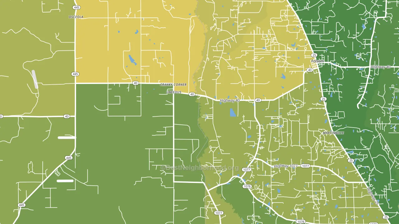 Uneedus, LA block-group voter-turnout map