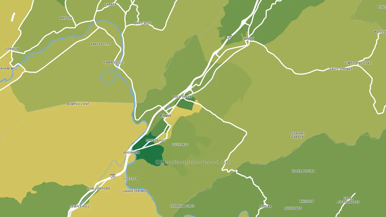 Unicoi County, TN block-group voter-turnout map