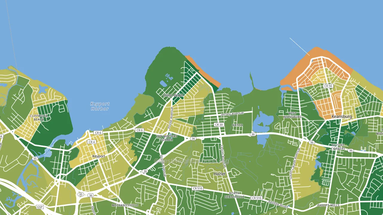 Union Beach, NJ block-group voter-turnout map