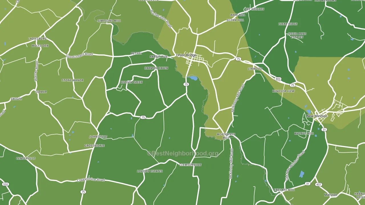 Union Bridge, MD block-group voter-turnout map