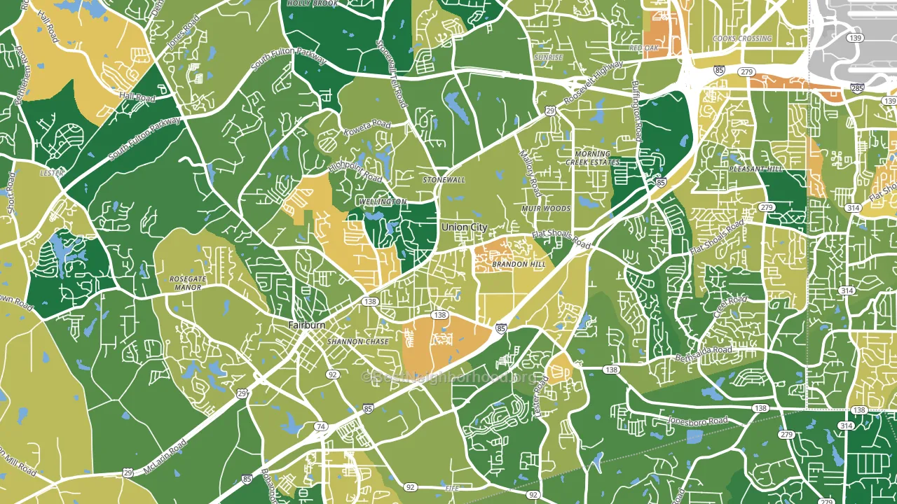 Union City, GA block-group voter-turnout map