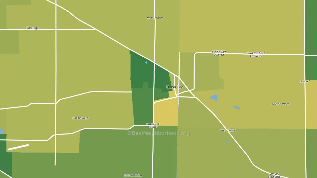 Union City, IN block-group voter-turnout map