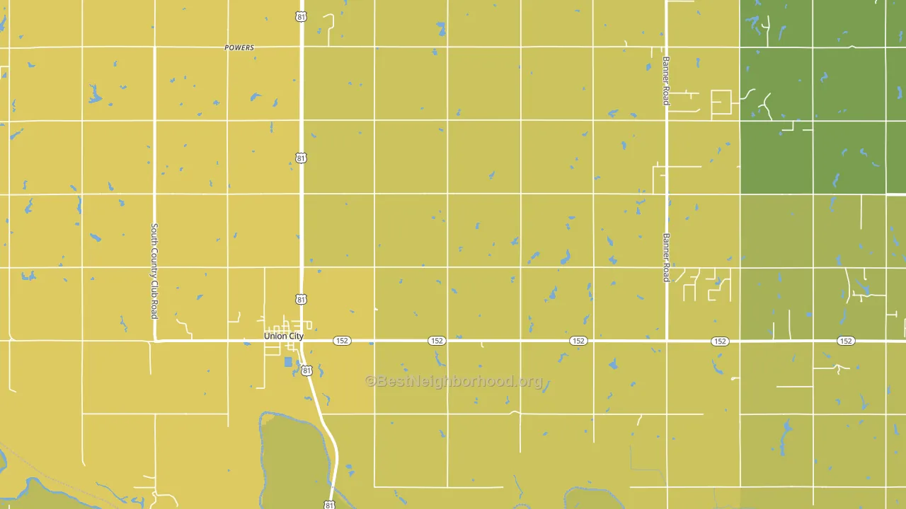 Union City, OK block-group voter-turnout map