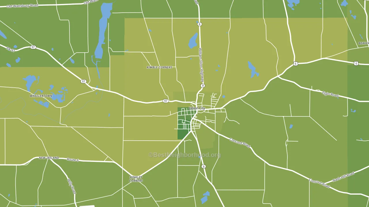 Union City, PA block-group voter-turnout map
