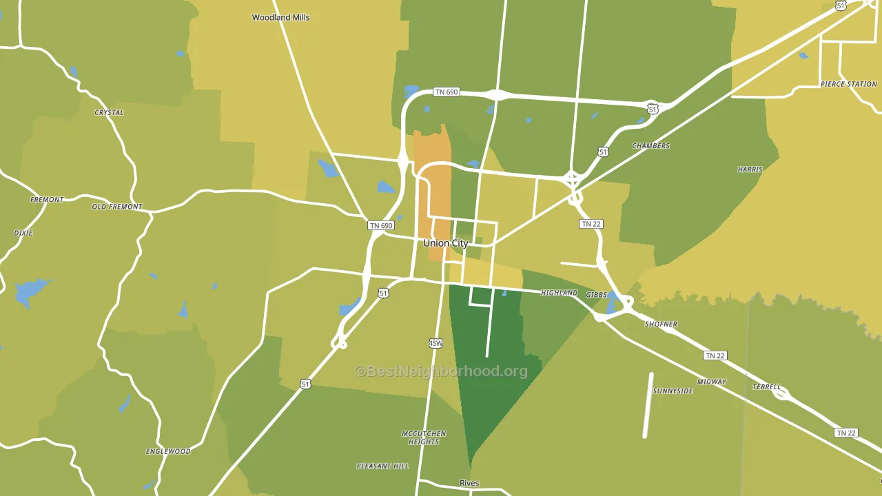 Union City, TN block-group voter-turnout map