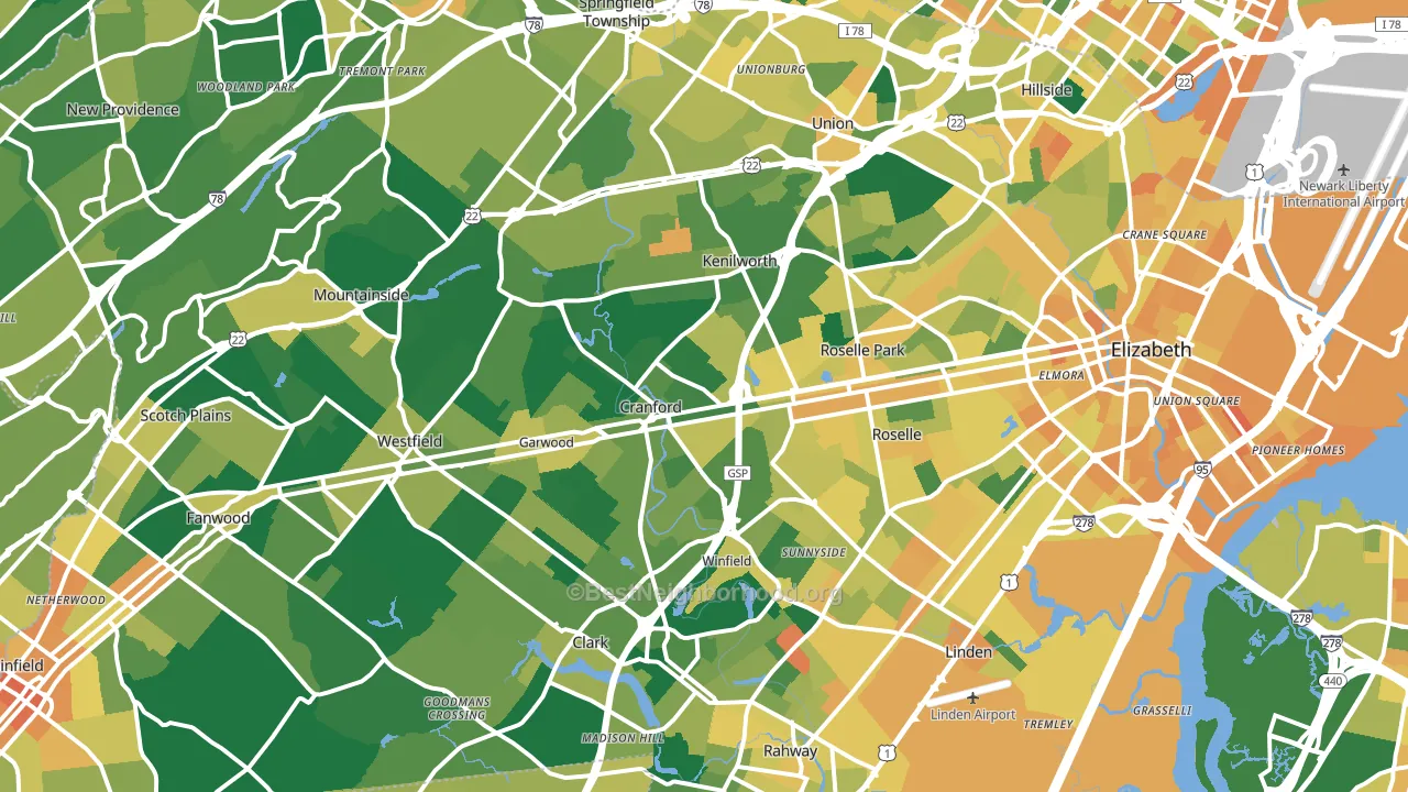 Union County, NJ block-group voter-turnout map