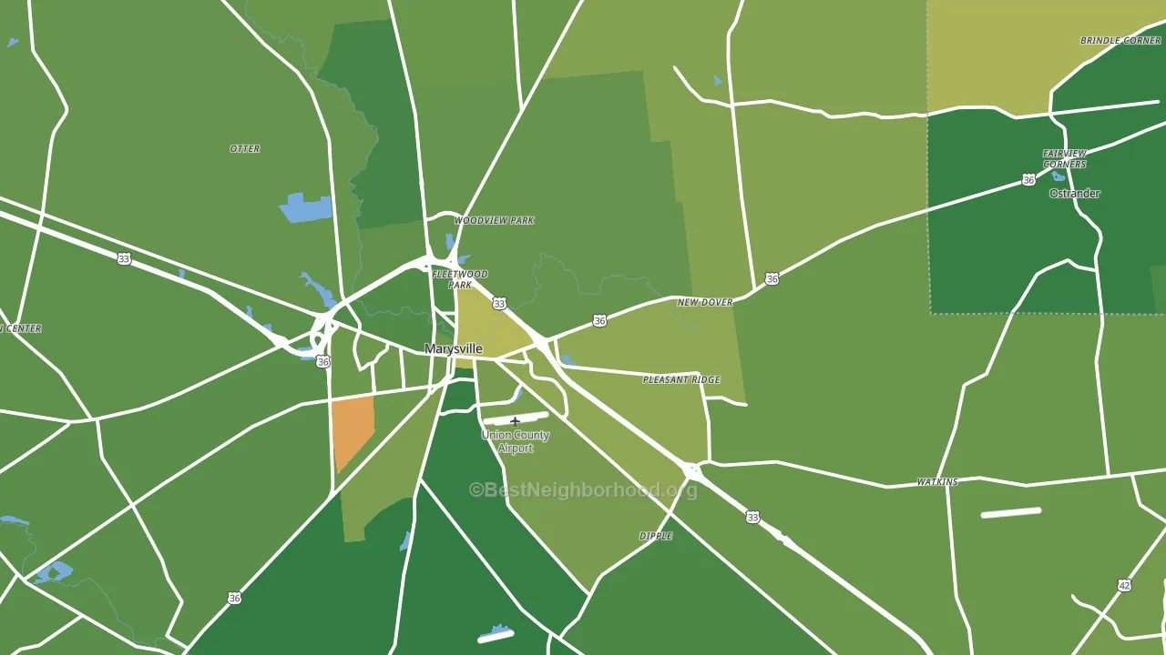 Union County, OH block-group voter-turnout map