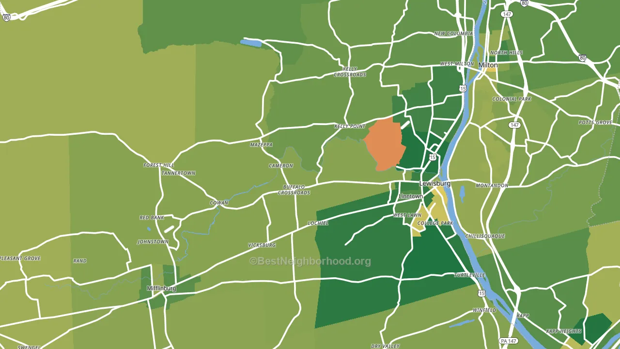 Union County, PA block-group voter-turnout map