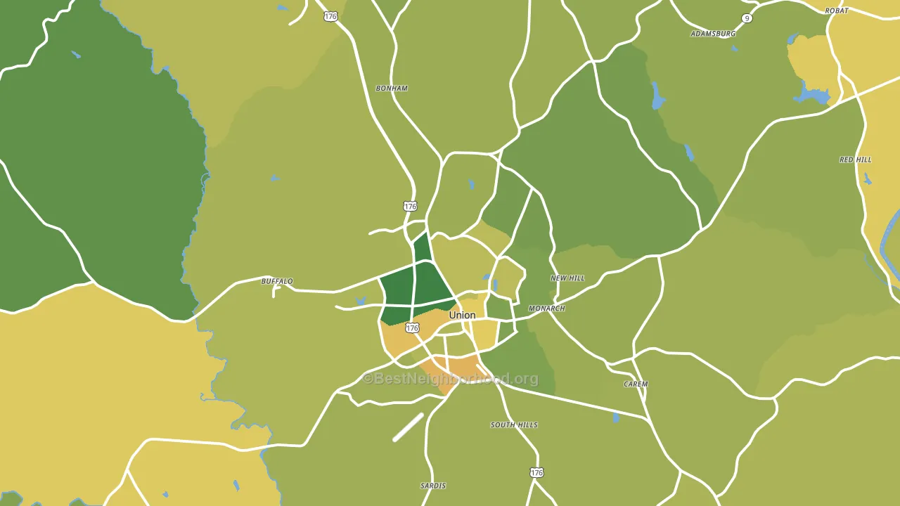 Union County, SC block-group voter-turnout map