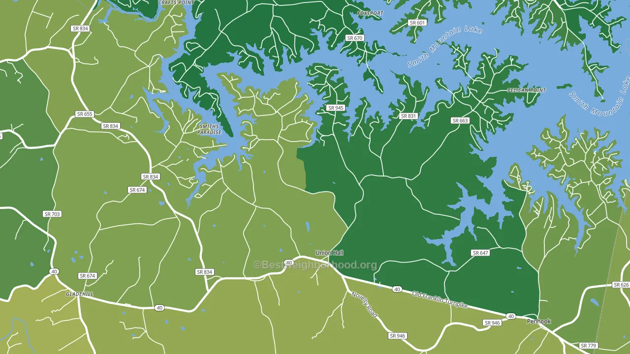 Union Hall, VA block-group voter-turnout map