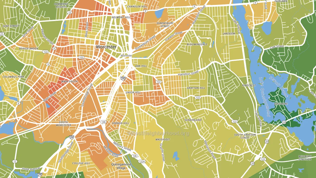 Union Hill, Worcester, MA block-group voter-turnout map