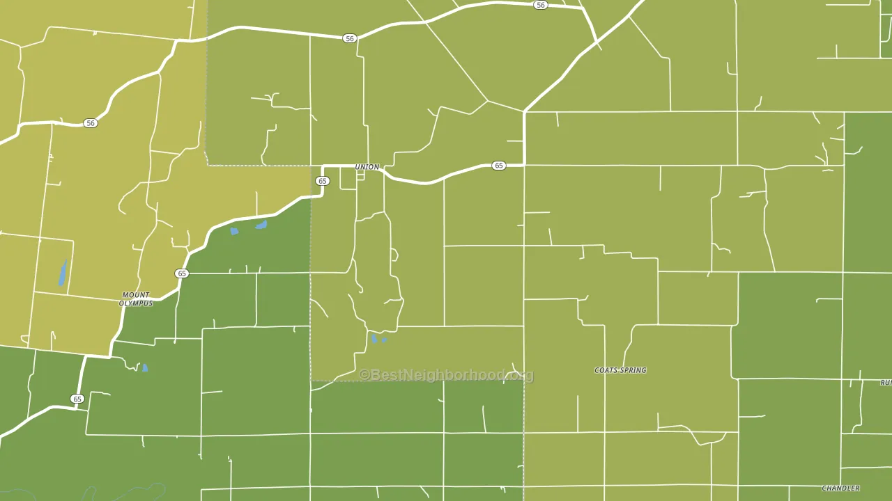Union, IN block-group voter-turnout map