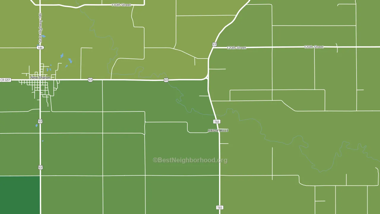 Union Mills, IA block-group voter-turnout map