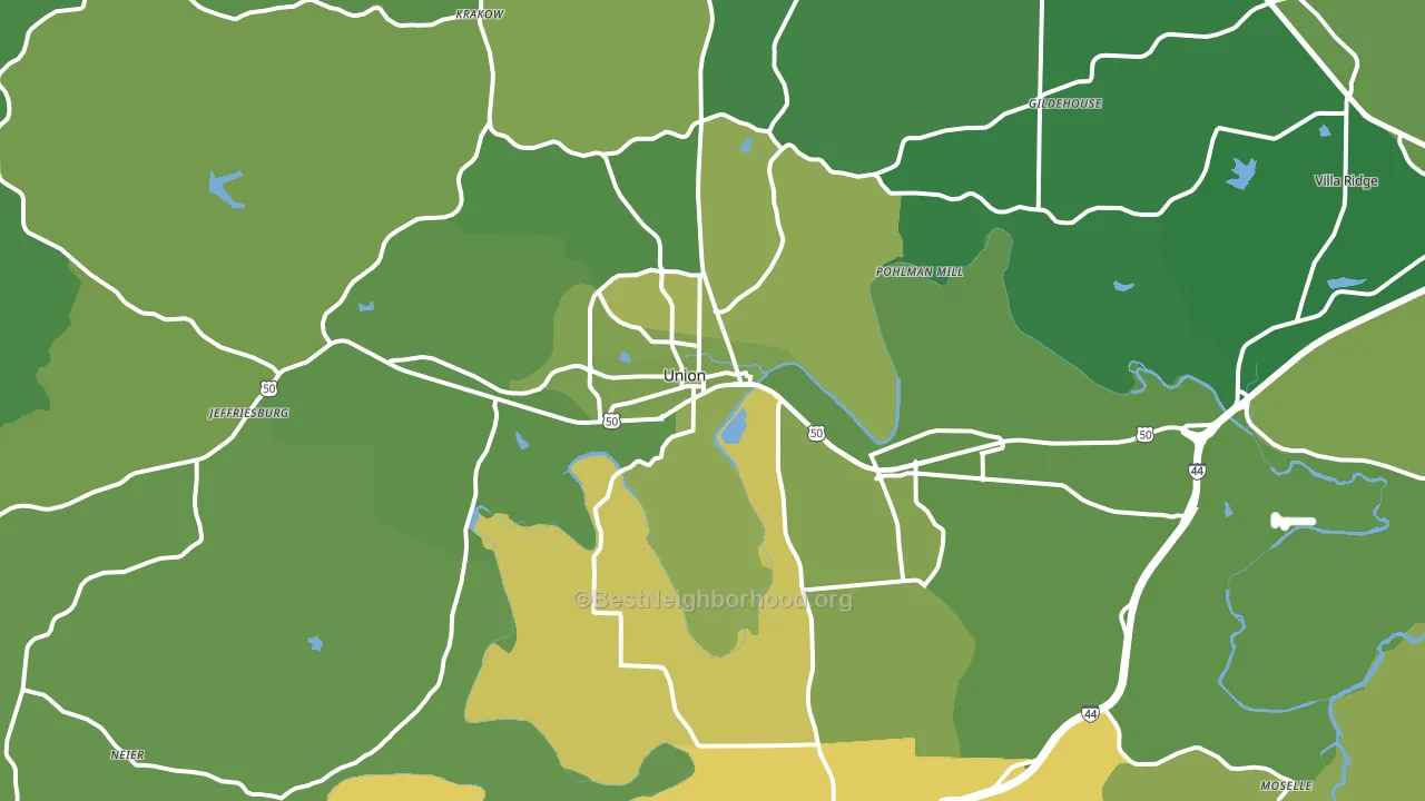 Union, MO block-group voter-turnout map