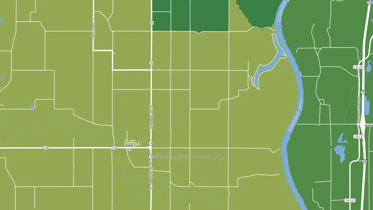 Union, NE block-group voter-turnout map