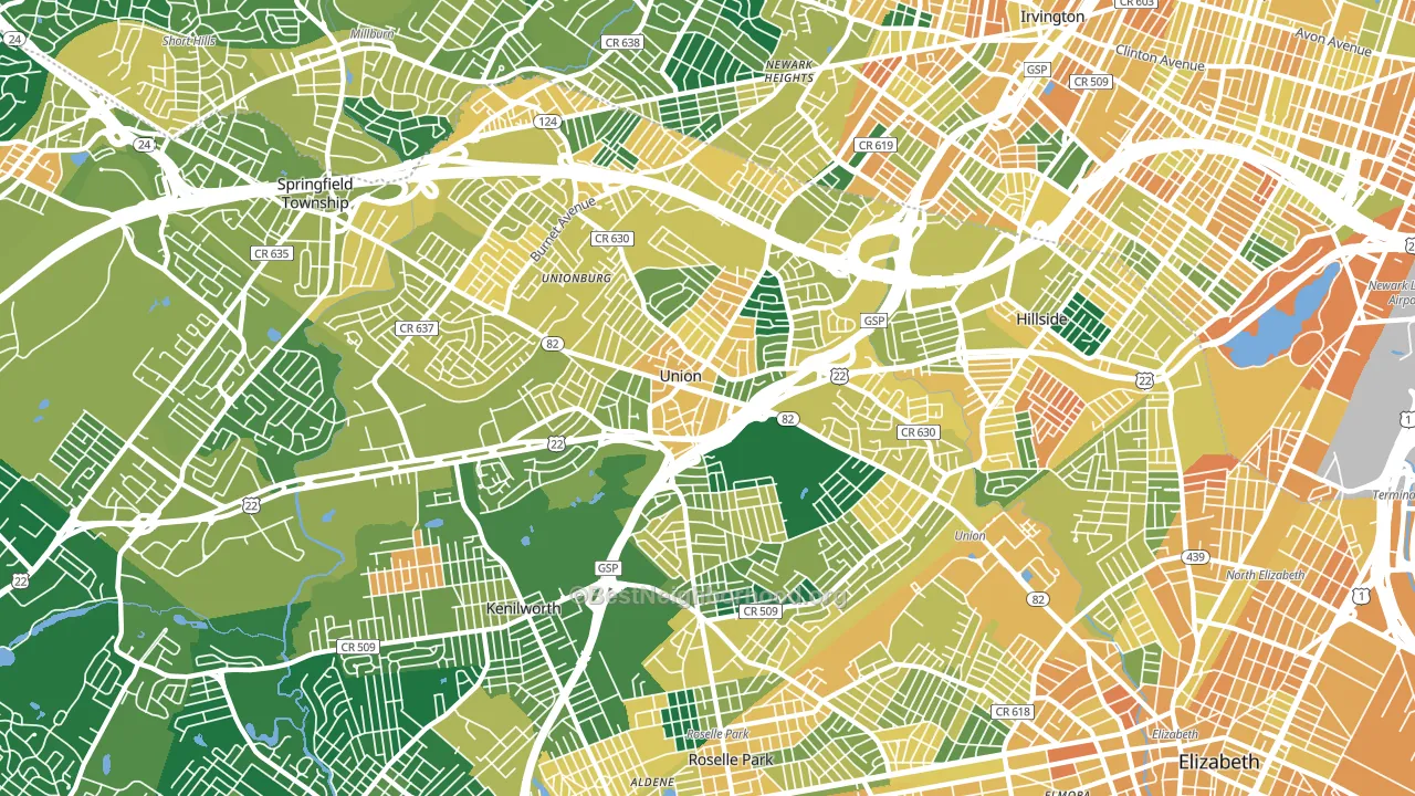Union, NJ block-group voter-turnout map