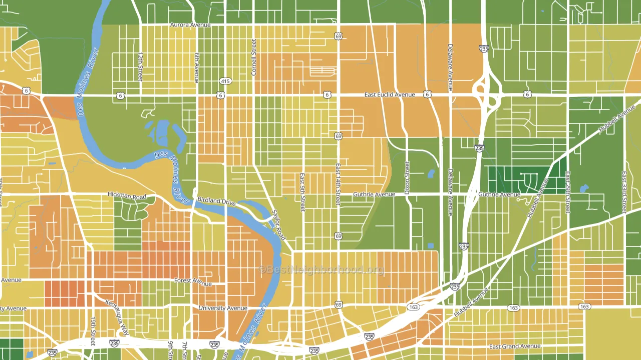 Union Park, Des Moines, IA block-group voter-turnout map
