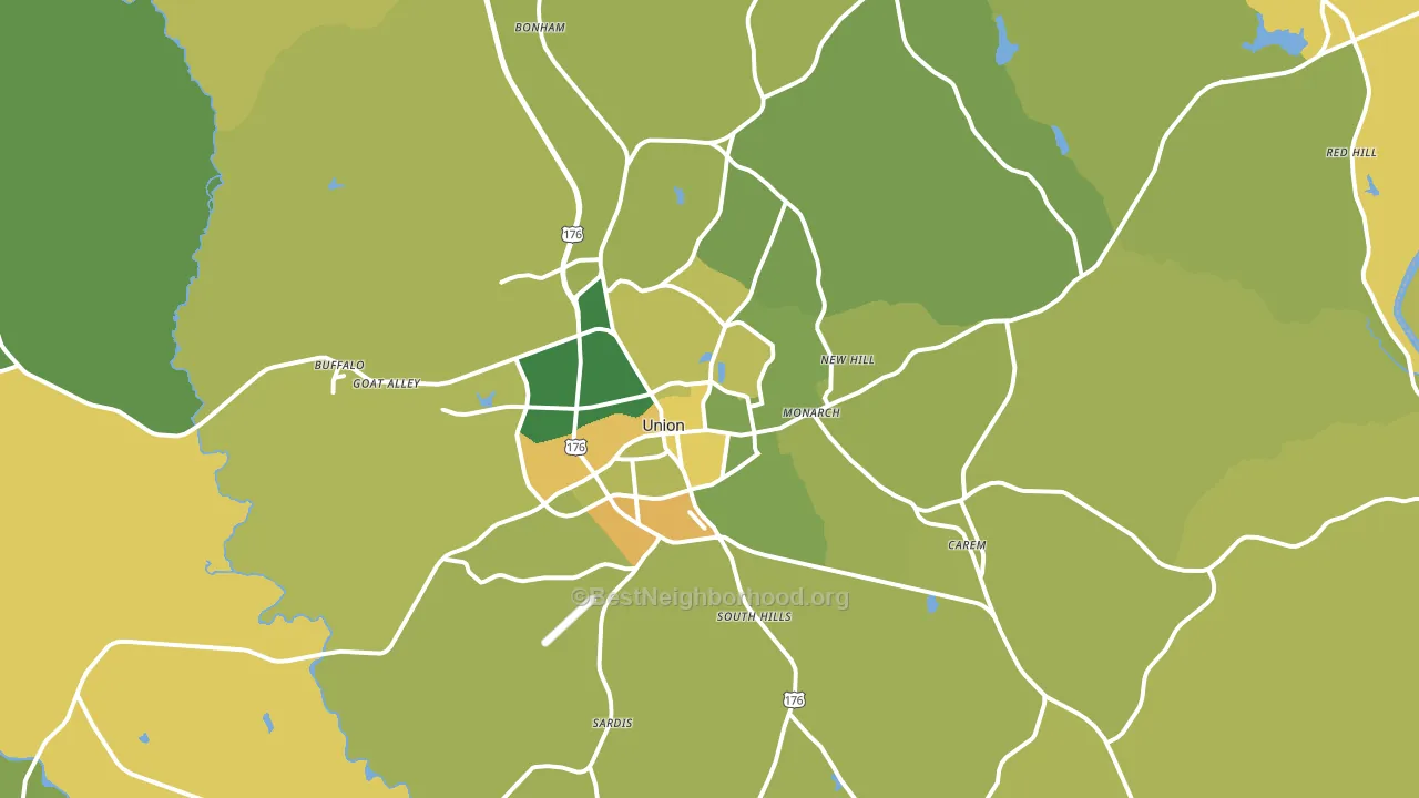 Union, SC block-group voter-turnout map