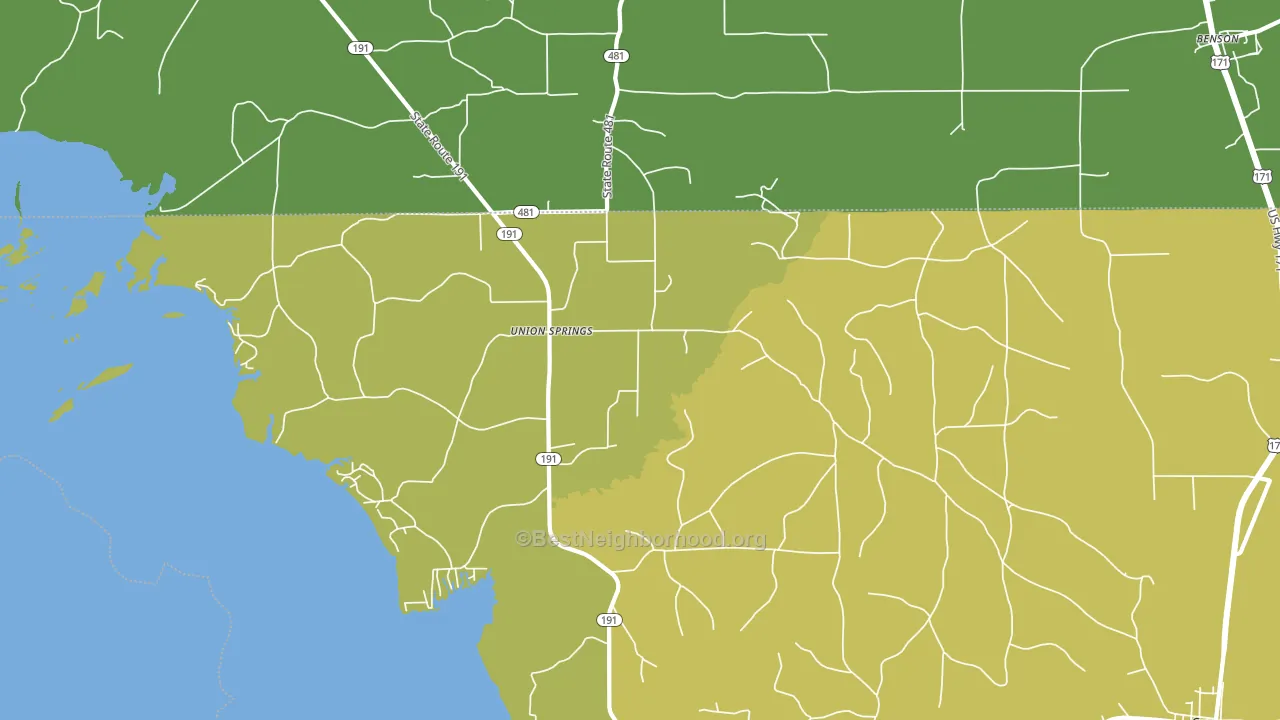 Union Springs, LA block-group voter-turnout map
