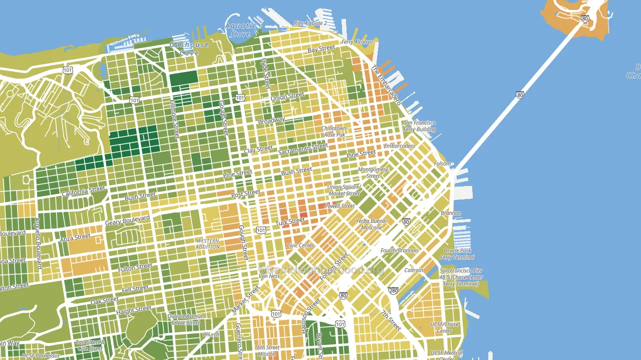 Union Square, San Francisco, CA block-group voter-turnout map