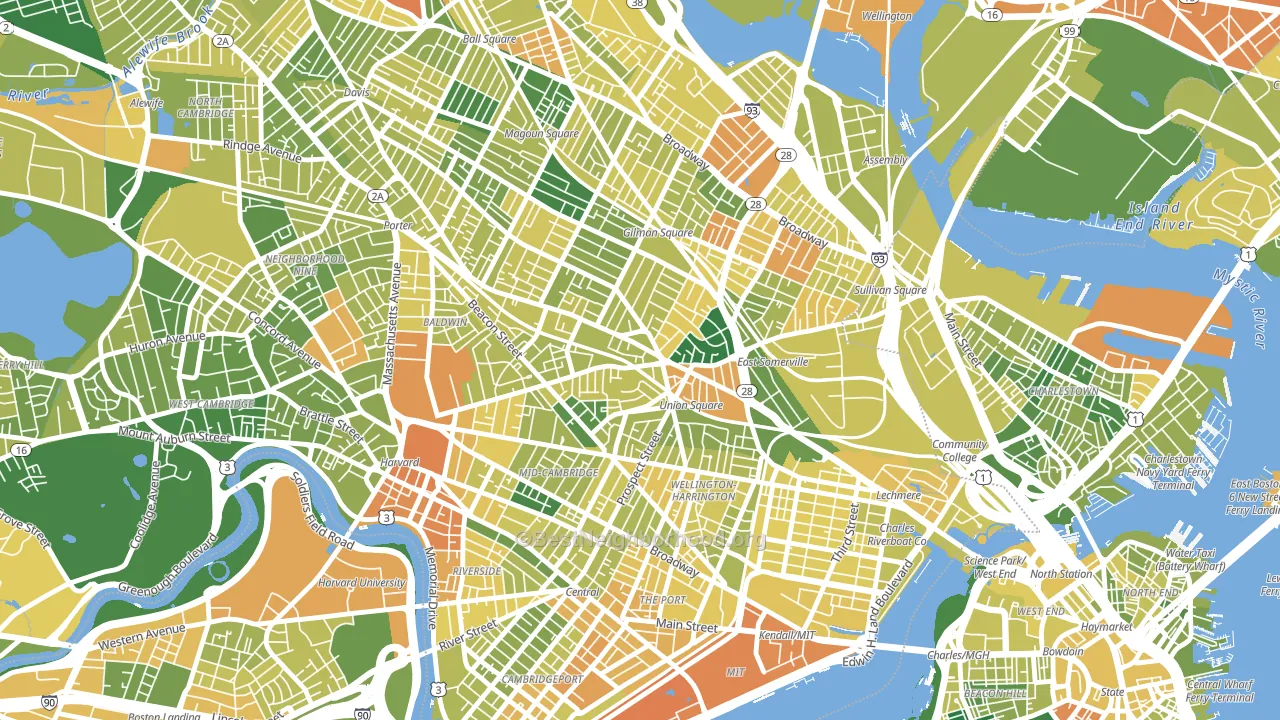Union Square, Somerville, MA block-group voter-turnout map