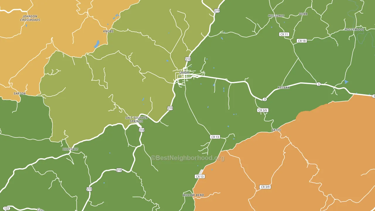 Union, WV block-group voter-turnout map