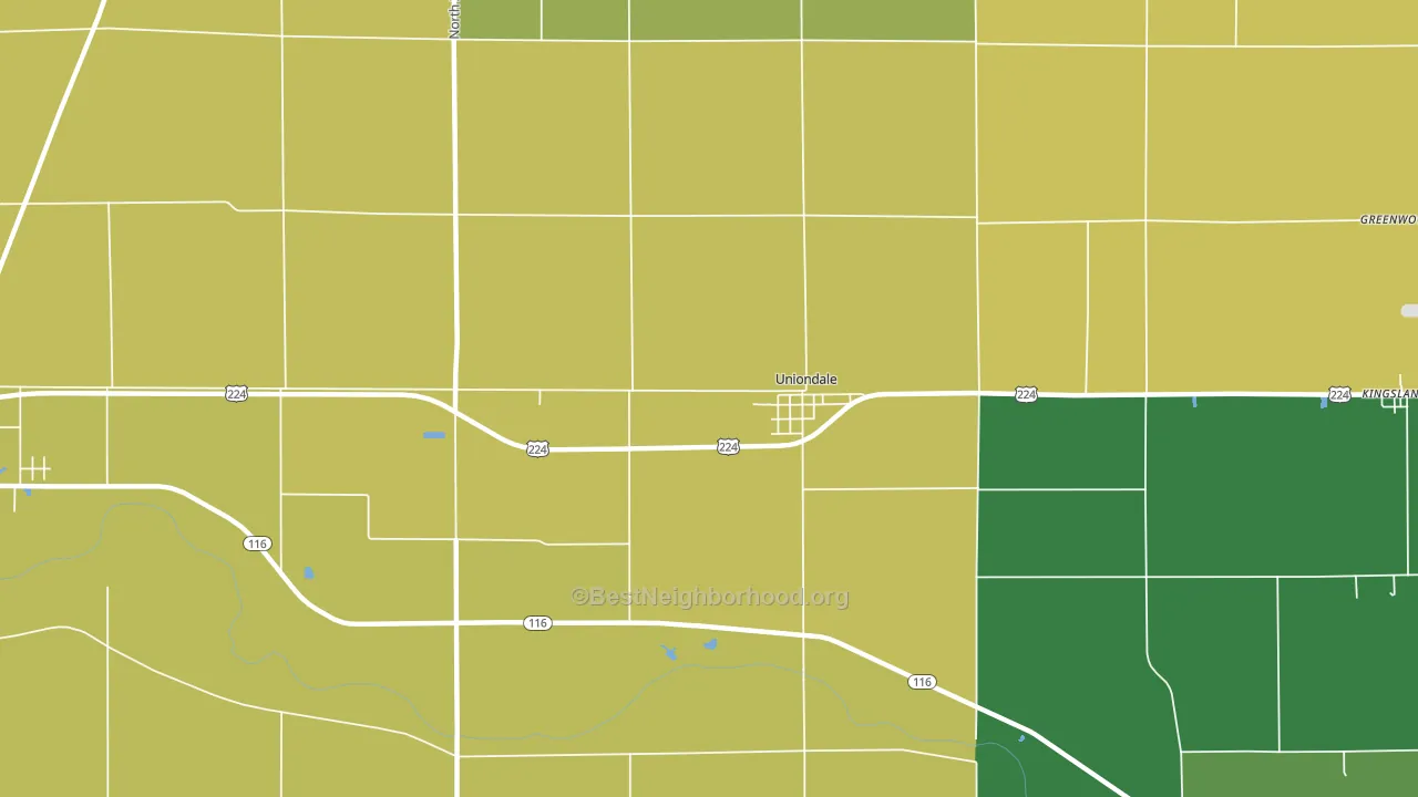 Uniondale, IN block-group voter-turnout map