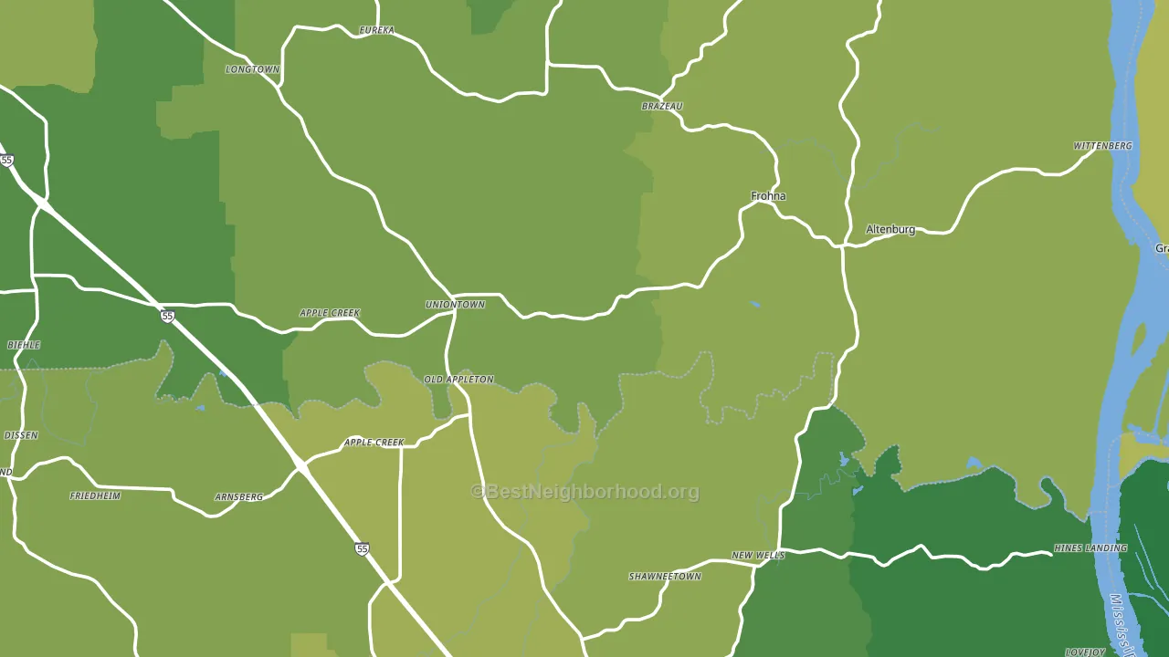 Uniontown, MO block-group voter-turnout map