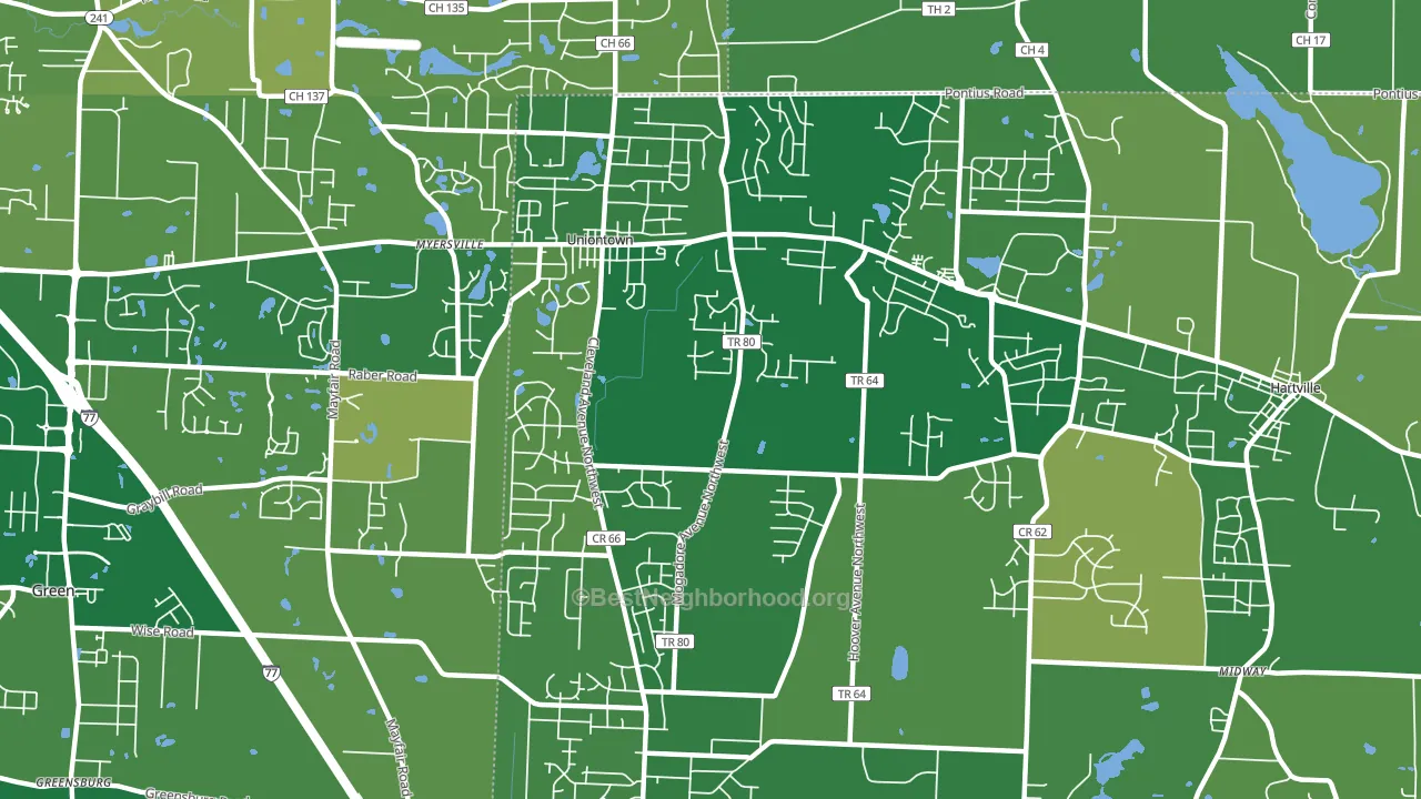 Uniontown, OH block-group voter-turnout map
