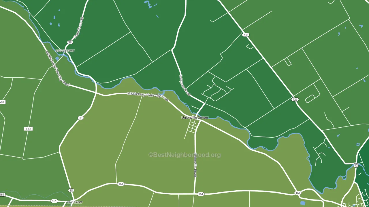 Unionville Center, OH block-group voter-turnout map