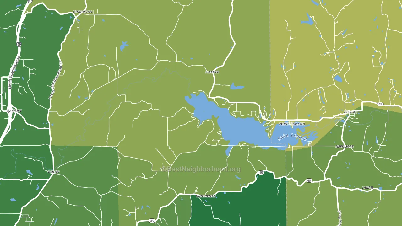 Unionville, IN block-group voter-turnout map