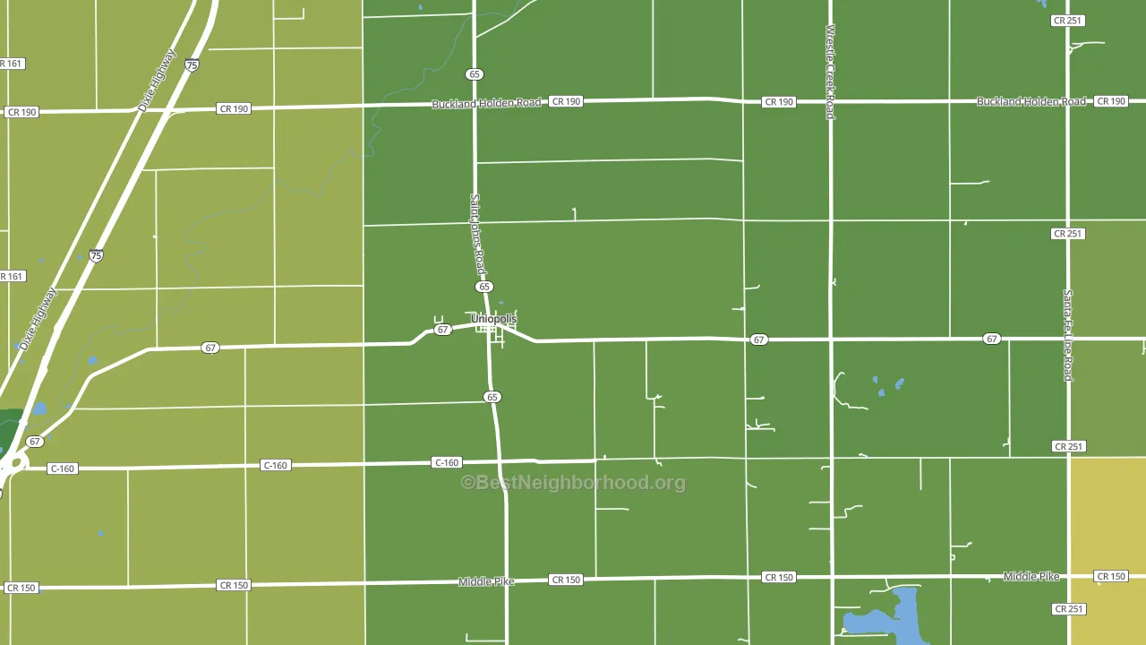 Uniopolis, OH block-group voter-turnout map