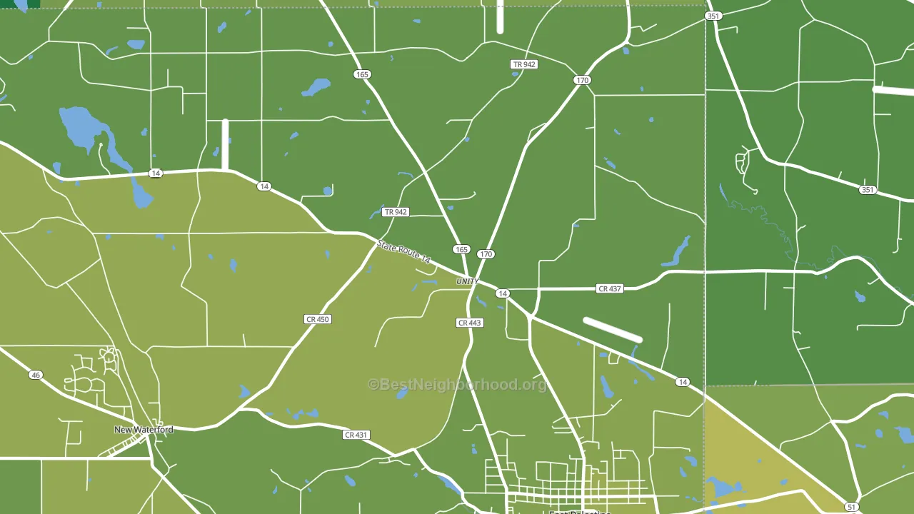Unity, OH block-group voter-turnout map