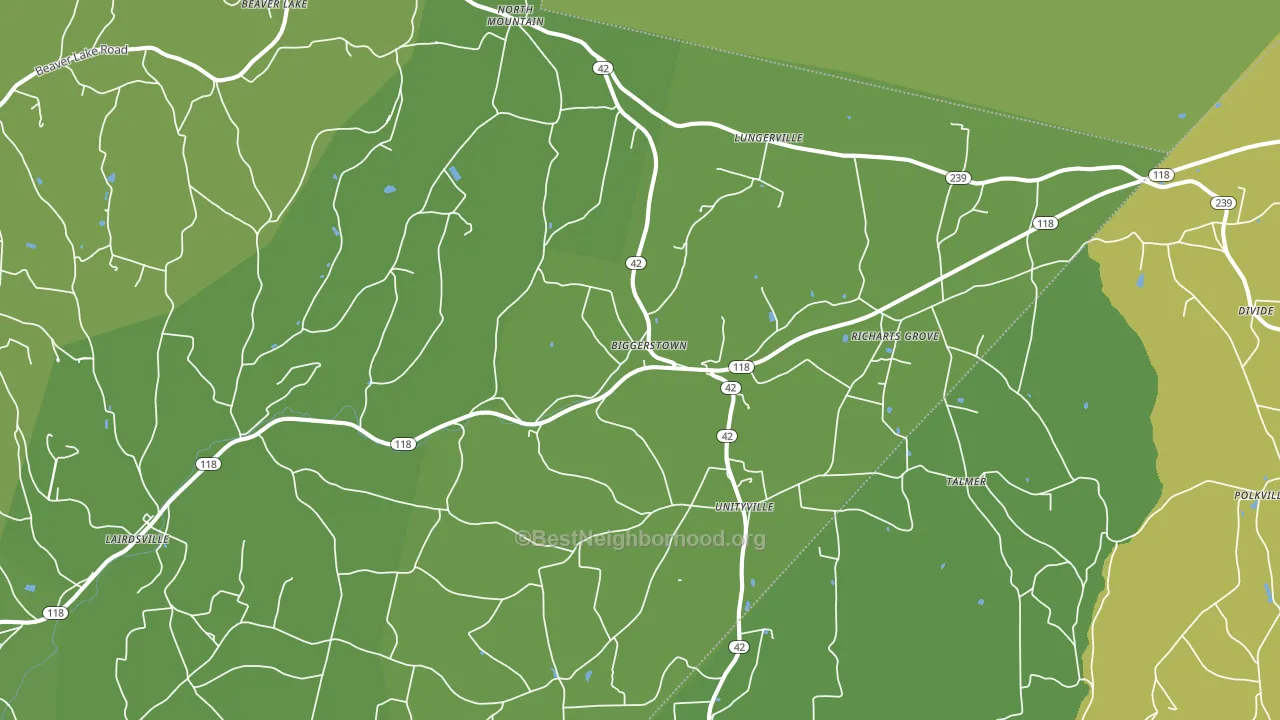 Unityville, PA block-group voter-turnout map