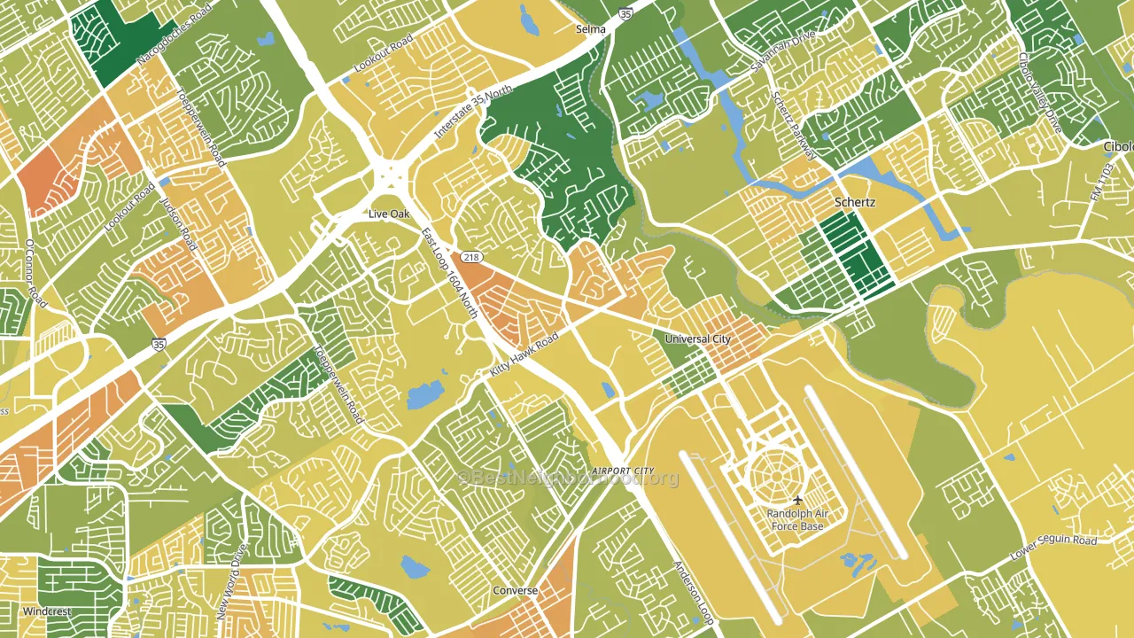 Universal City, TX block-group voter-turnout map