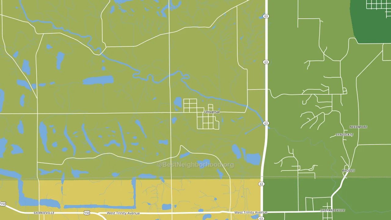 Universal, IN block-group voter-turnout map