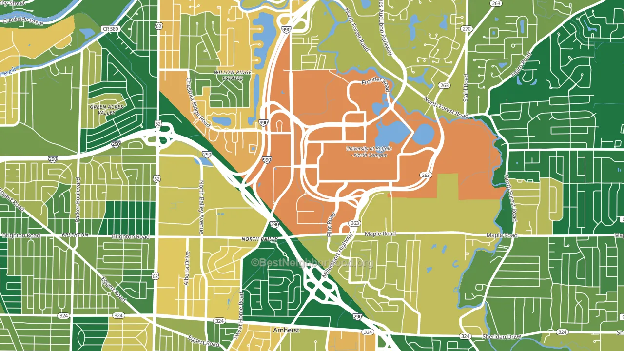 University at Buffalo, NY block-group voter-turnout map